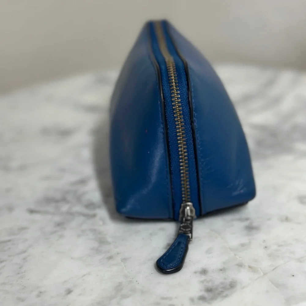 Coach Blue Leather Pouch with Ghost Detail - Picture 5 of 10